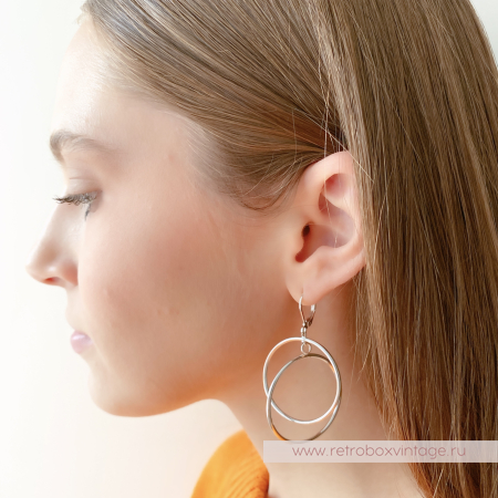 JOAN RIVERS Серьги "Двойные кольца: серебро"