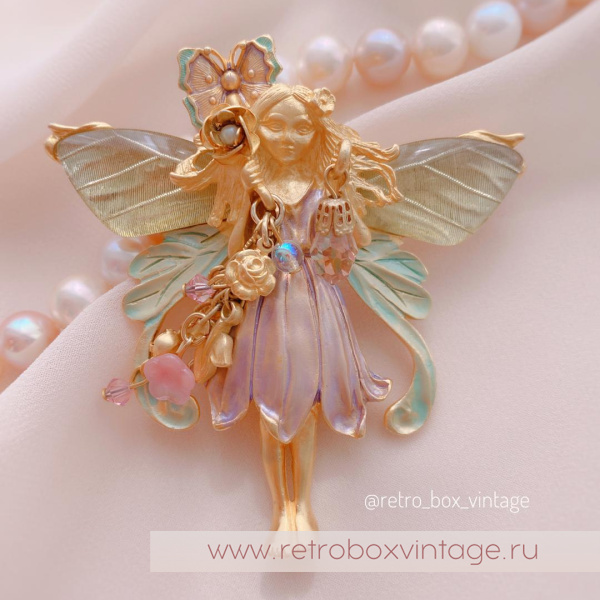 KIRKS FOLLY Брошь-кулон «Фея примулы с золотистыми крылышками»