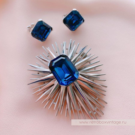 TRIFARI Комплект «Лучистая звезда: сапфир в серебре»