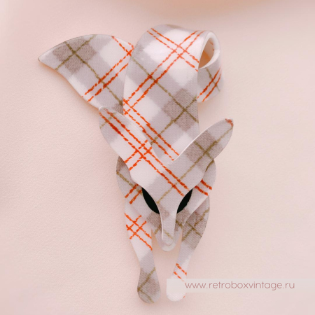 LEA STEIN Брошь «Лиса в клеточку: шотландка»