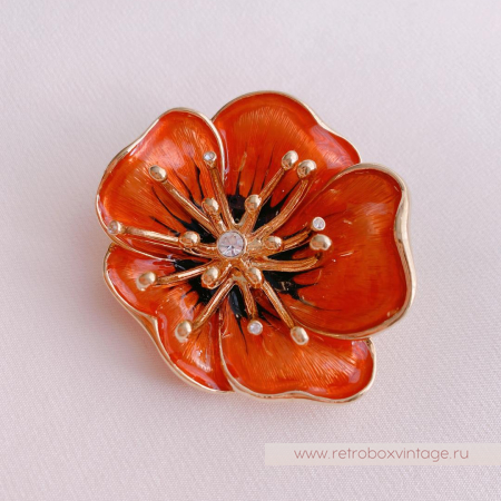 MONET Брошь «Красный коралловый мак»