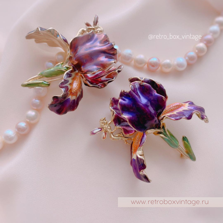 KIRKS FOLLY Брошь «Фиолетовый ирис с феей»