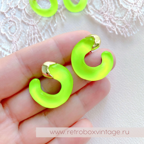 ALEXIS BITTAR Серьги-конго "Джулия: неоновый лимонный" 