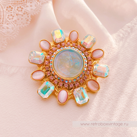 KIRKS FOLLY Брошь-кулон "Мечтающий ангел в ореоле звезды"