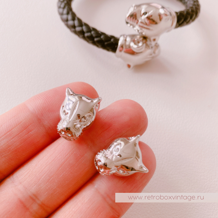 UVELINA Серьги "Серебристые пантеры: прозрачные кристаллы"