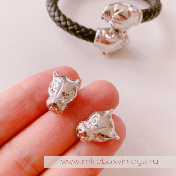 UVELINA Серьги "Серебристые пантеры: прозрачные кристаллы"
