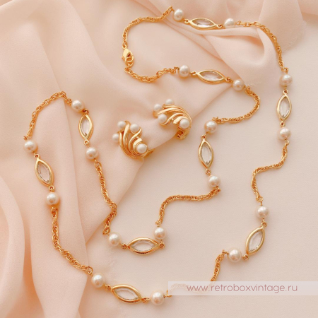 TRIFARI Комплект «Жемчужный: ожерелье и клипсы»
