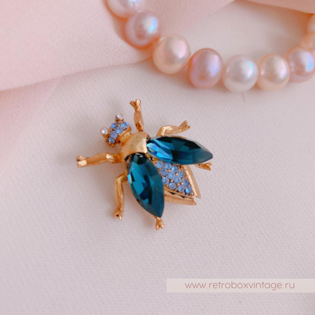 SWEET ROMANCE Трио брошей «Лазурные пчелки: сине-голубые в золоте» (3 шт)