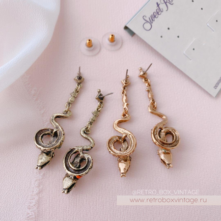SWEET ROMANCE Серьги «Эмалевые змейки: золото»