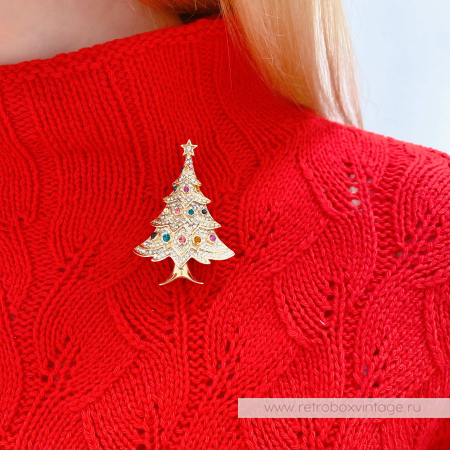 MONET Брошь «Елочка в новогодних огнях»