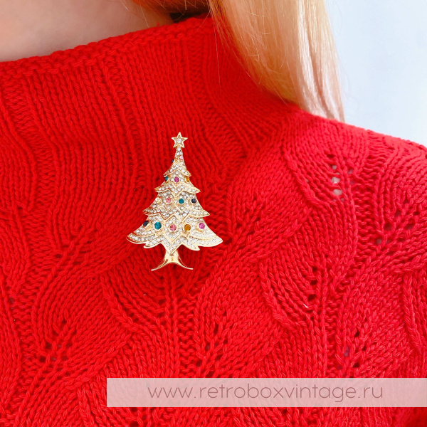 MONET Брошь «Елочка в новогодних огнях»