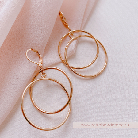 JOAN RIVERS Серьги "Двойные кольца: желтое золото"