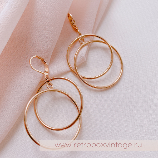 JOAN RIVERS Серьги "Двойные кольца: желтое золото"