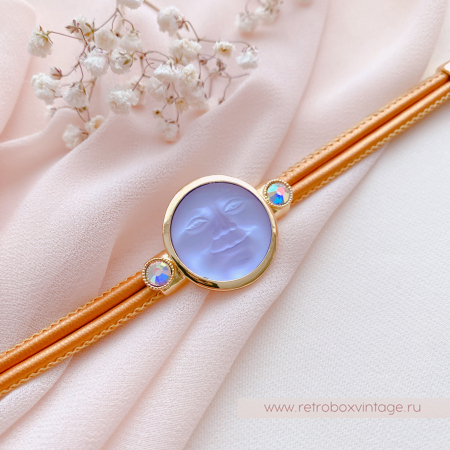 KIRKS FOLLY Браслет «Лунный свет: аметистовая в золоте на кожаном ремешке»