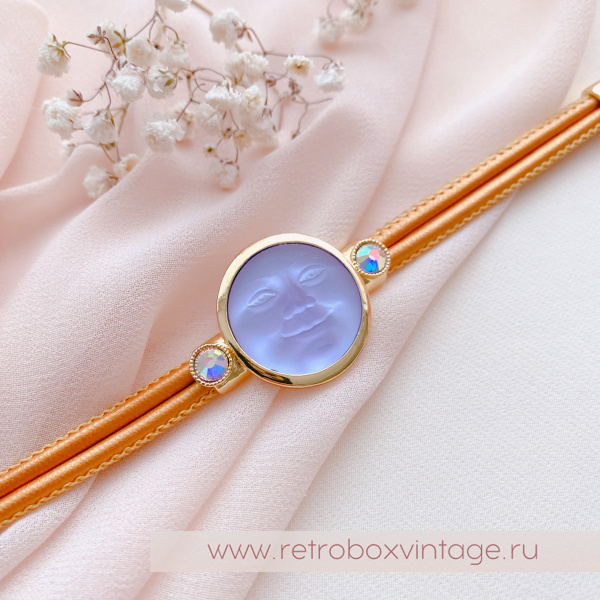 KIRKS FOLLY Браслет «Лунный свет: аметистовая в золоте на кожаном ремешке»