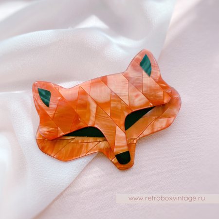 LEA STEIN Брошь «Лис Goupil: рыжий арлекин» черные глазки