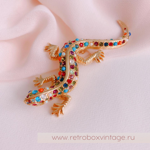 D’ORLAN Брошь «Разноцветная ящерица»