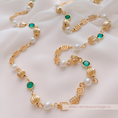 Нить безелей с жемчугом «Изумрундия» NO NAME 