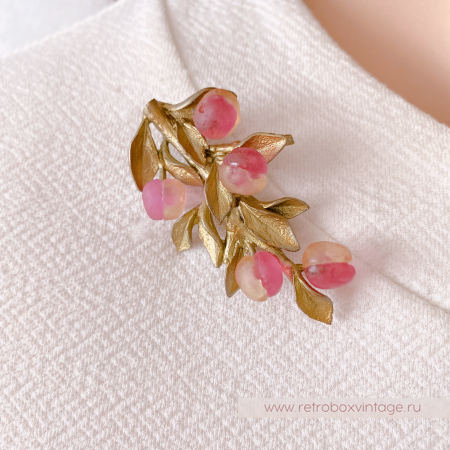 MICHAEL MICHAUD Брошь "Веточка с персиками"