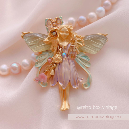 KIRKS FOLLY Брошь-кулон «Фея примулы с золотистыми крылышками»