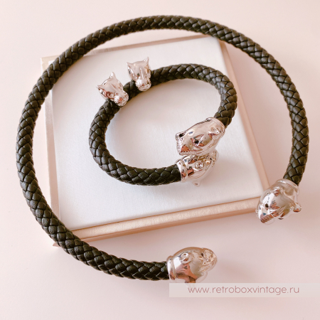 UVELINA Серьги "Серебристые пантеры: прозрачные кристаллы"