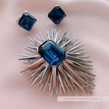 TRIFARI Комплект «Лучистая звезда: сапфир в серебре»