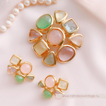 JOAN RIVERS Комплект «Шанель-пастель» (брошь и серьги)