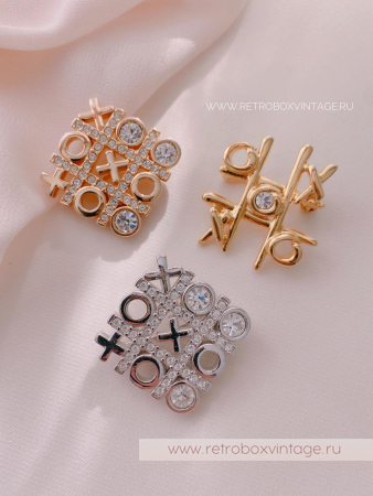 SWAROVSKI Брошь «Крестики-нолики: серебро»