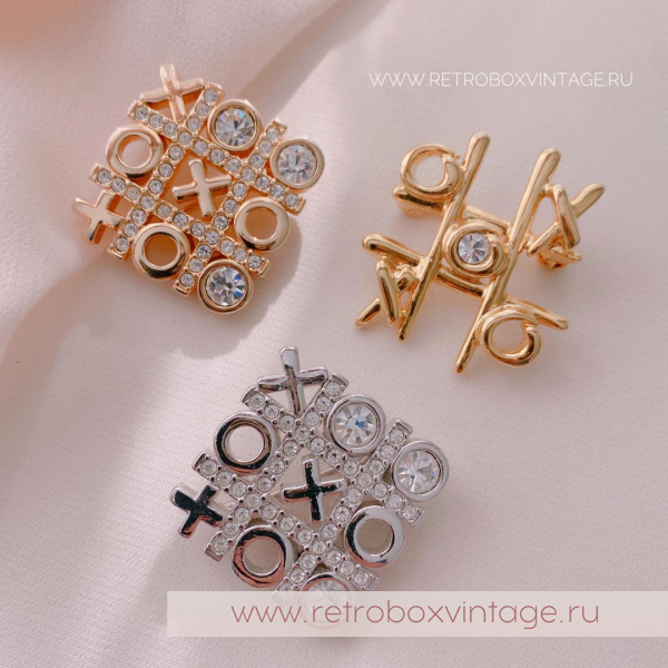 SWAROVSKI Брошь «Крестики-нолики: серебро»