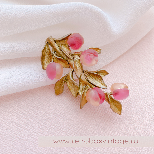 MICHAEL MICHAUD Брошь "Веточка с персиками"
