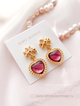 TORY BURCH Серьги «Пурпурное сердце»