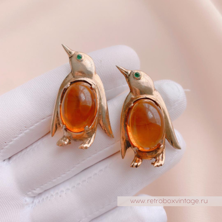 CORO Парные броши «Пингвины»