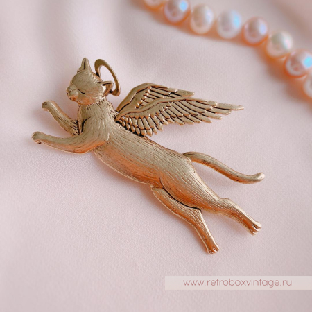 JJ / JONET JEWELRY Брошь «Котик-ангел: золото»