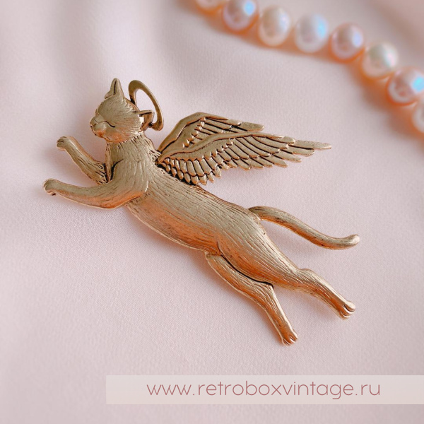 JJ / JONET JEWELRY Брошь «Котик-ангел: золото»
