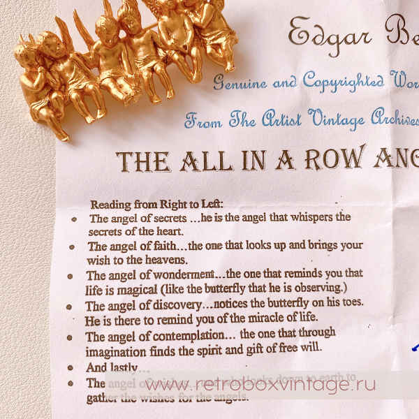 EDGAR BEREBI Брошь «Шесть ангелов в ряд: сатиновое золото»