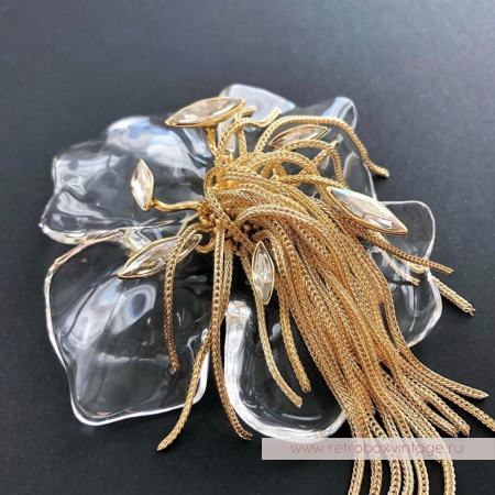 ALEXIS BITTAR Брошь «Орхидея Офелия - цветок воды» с цепочками