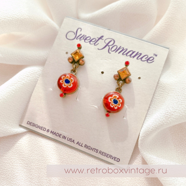 SWEET ROMANCE Серьги "Цветущий луг мини: оранжевый" муранское стекло
