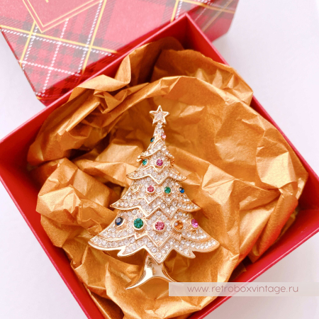 MONET Брошь «Елочка в новогодних огнях»