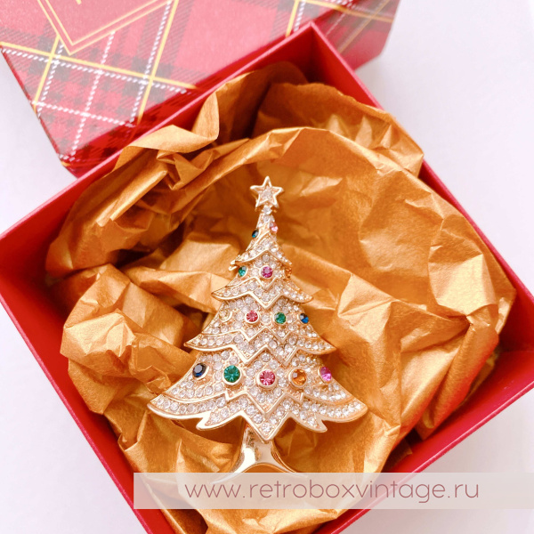 MONET Брошь «Елочка в новогодних огнях»