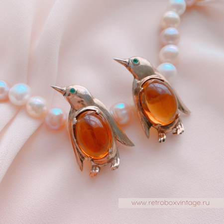 CORO Парные броши «Пингвины»