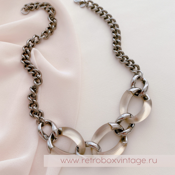 ALEXIS BITTAR Ожерелье "Карамель" бежевый люцит в темном серебре