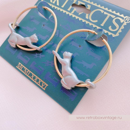 JJ / JONET JEWELRY (ARTIFACTS ) Серьги-конго «Кошечки-пантеры» (уценка)