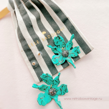 LELE SADOUGHI Серьги «Орхидеи малые: черные на бирюзе» (юбилейный выпуск)