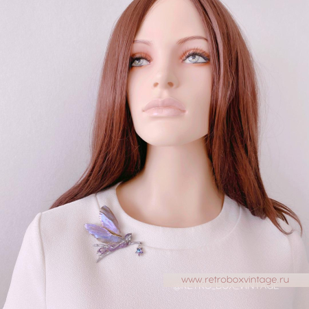 KIRKS FOLLY Брошь-кулон «Астральная фея со звездой: лавандовая в серебре»