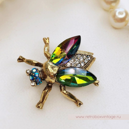 SWEET ROMANCE Трио брошей "Радужные пчелки: экзотик в золоте" (3 шт)