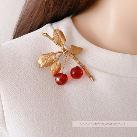 MICHAEL MICHAUD Брошь «Вишня морелло золото»