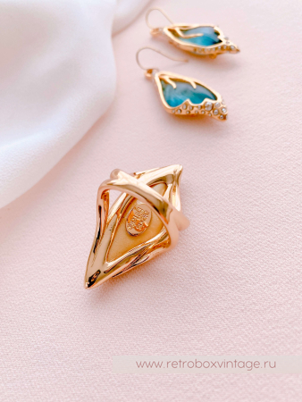 ALEXIS BITTAR Кольцо "Крыло голубой бабочки" Коллекция JARDIN MYSTERE AZURE BLUE