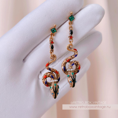 SWEET ROMANCE Серьги «Эмалевые змейки: золото»