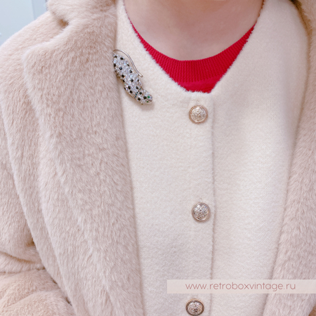 KENNETH J LANE for AVON Брошь «Кристальный леопард с зелеными глазами»