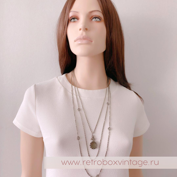 GOLDETTE Ожерелье «Афродита: дымчатая инталия в серебре»